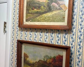 Framed landscape paintings