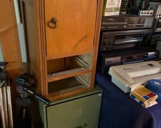 Wood cabinet, file cabinet, and electronics