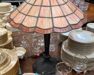 Tiffany style slag glass table lamp
