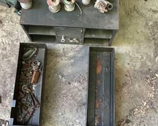 Black metal storage for parts