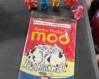 Dooby Dooby Moo children's book with vintage popeye figurines