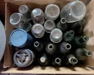 assorted glass bottles and jars