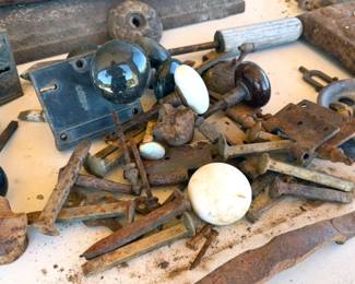 Rustic antique metal and tools