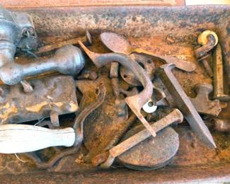 Rustic antique metal and tools