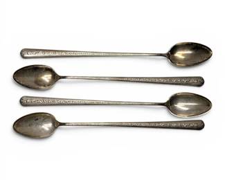 Towle Rambler Rose Sterling Silver Iced Tea Spoons  4 Pcs, 8 122g Total