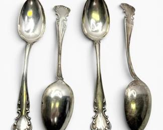 Alvin Flanders Sterling Silver Serving Spoons  4 Pcs, 8 260g Total
