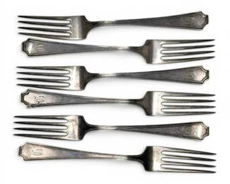 Gorham Fairfax Sterling Silver Forks  6 Pcs, 7.25 280g Total