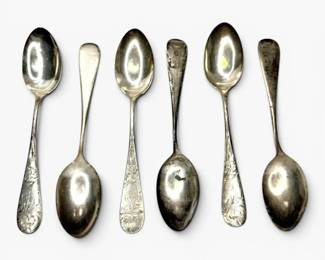 Gorham Jac Rose Sterling Silver Spoons  6 Pcs, 5.5 92g Total