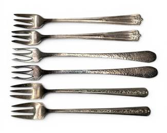 Sterling Silver Pickle Forks  6 Pcs, Various Brands 108g Total