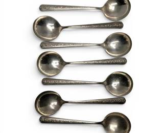 Towle Rambler Rose Sterling Silver Soup Spoons  7 Pcs, 6.25 256g Total