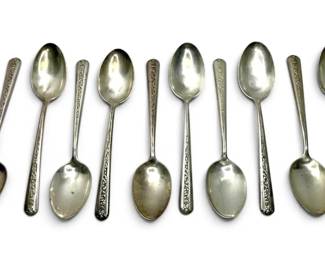 Towle Rambler Rose Sterling Silver Spoons  10 Pcs, 6 258g Total