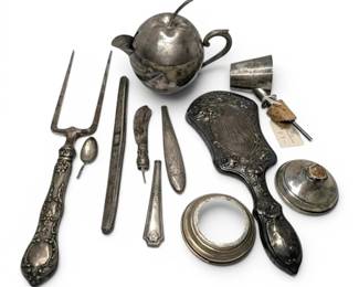 Silver Scrap, Silver Plated Handles,  More 488g Total