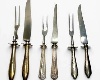 Sterling Silver  Stainless Steel Carving Sets 490g Total