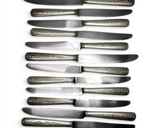 Towle Rambler Rose Sterling Silver Handled Butter Knives  12 Pcs, 9.5 762g Total
