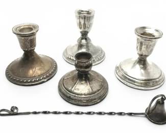 Weighted Sterling Silver Candleholders  Snuffer  Preisner, Duchin, Towle,  Aucello 702g Total