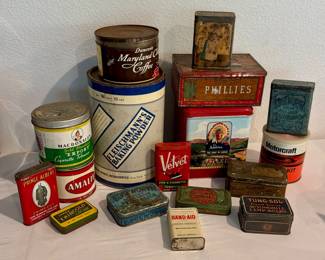 ASSORTED VINTAGE ADVERTISING TINS