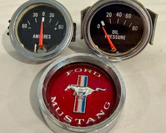 VINTAGE FORD MUSTANG GAUGES AND EMBLEMS