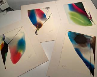 Set of 4 Paul Jenkins matted prints