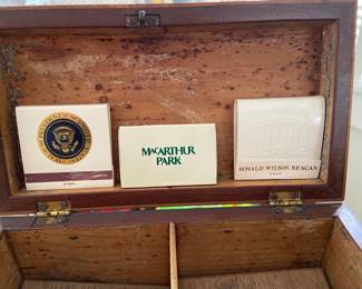 Tea caddy and matchbooks
