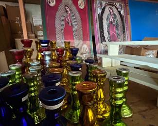 FREE TABLE-mercury candlesticks so add some color to your house