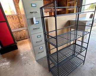 Filing cabinets, metal shelving and displays. Discounted.