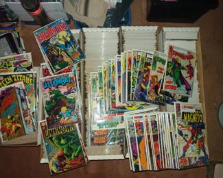 Comic books!   Marvel and DC primarily from late 1960s