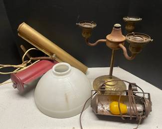 Vintage Lighting With Milk Glass Shade