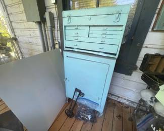 Metal Tool Box And Cabinet W Lot Decorative Keys