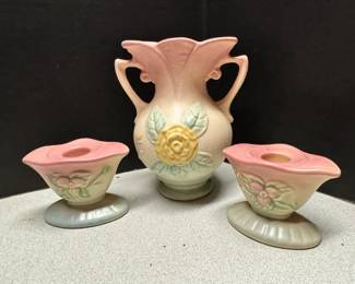 Vintage Hull Pottery Vase  Candle Stick Holders