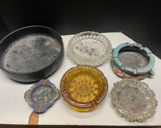 Variety If Ash Trays Roseville Pottery  Depression Glass