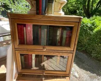 Attorneys Library Bookcase w Books  Thinking Statues