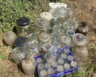 Assorted Glass Jars with Lids Canisters and Bottles
