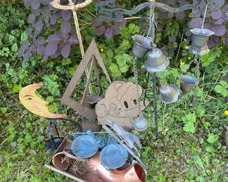 Collection Of Vintage Yard Decor Including Weather Vain  Celestial Moon