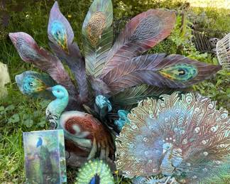Metal Peacock Decor For Inside  Outside With Luminating Votive Holder