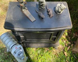 Electric Fireplace  Space Heater With Decorative Rats  Mice