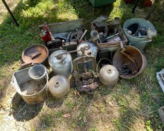 Large Lot Of Vintage Rusty Tools Pots Clamps Meat Grinders  More
