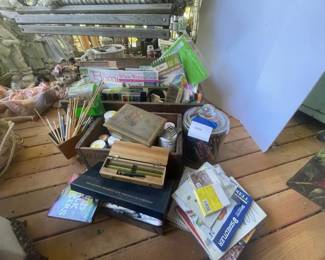 Mystery Lot Of Art Supplies W Wooden Box