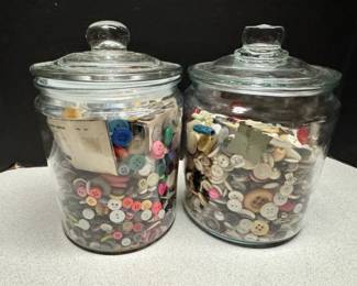 Two Large Jars Full Of Buttons
