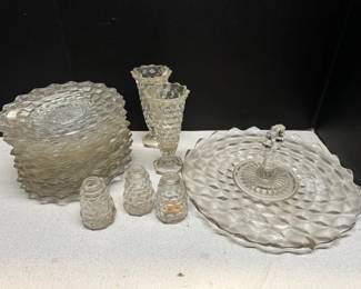 Fostoria American Platter Vases Plates With Salt  Pepper Shakers