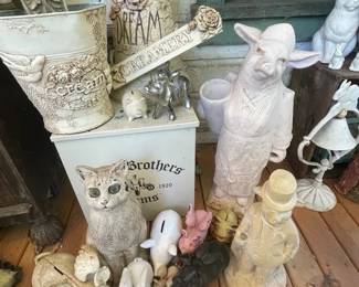 Collection Of Whimsey Decor And Decorative Pigs
