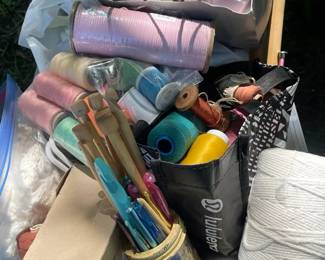 Bin Full Of Sewing Thread Binding Crochet  Knitting Needles  More