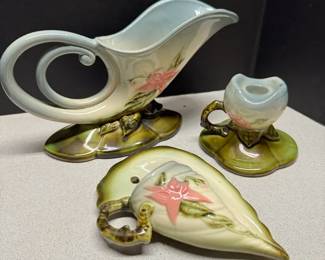 Vintage Hull Pottery Cornucopia Flower Holder  Candlestick Holder