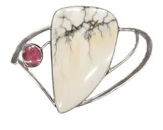 Sterling White Buffalo Navajo Pendant