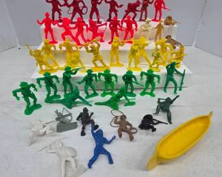 Plastic Cowboy and Indian Figurines