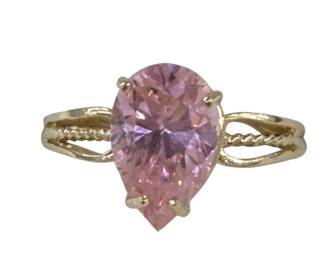 10kt Gold Ring with Pink Stone