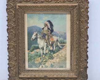 Framed Print of Native American on Horseback