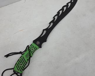 Tactical Black Blade with Green Handle