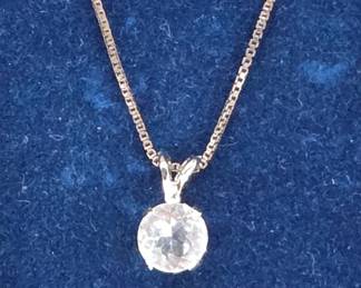 Sterling Silver .925 Necklace  Clear Gemstone