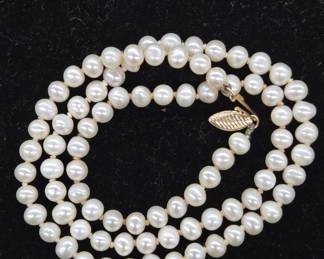 Genuine Pearl Necklace With 10k Gold Clasp
