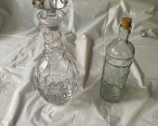 Lot 41: Vintage Stuart Crystal Decanter & Olive Oil Bottle 